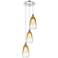 Ballston Brookhaven Almond 13"W 3-Lt Chrome Cord Pendant w/ Amber Shade