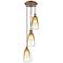 Ballston Brookhaven Almond 13"W 3-Lt Copper Cord Pendant w/ Amber Shade
