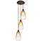 Ballston Brookhaven Almond 13"W 3-Lt Oil Bronze Cord Pendant w/ Amber Shade