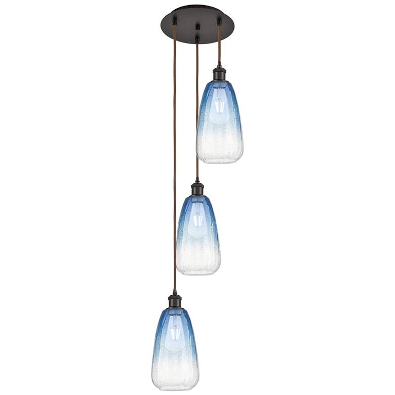 Image 1 Ballston Brookhaven Almond 13"W 3-Lt Oil Bronze Cord Pendant w/ Blue Shade