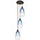 Ballston Brookhaven Almond 13"W 3-Lt Oil Bronze Cord Pendant w/ Blue Shade