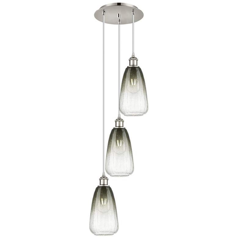 Image 1 Ballston Brookhaven Almond 13"W 3-Lt Polish Nickel Cord Pendant w/ Slate