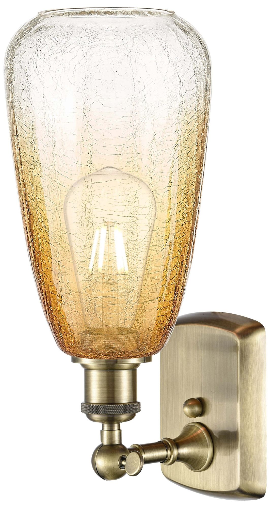 Image 2 Ballston Brookhaven Almond 14"H Antique Brass Sconce With Amber Shade more views