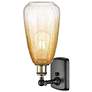 2_Ballston Brookhaven Almond 14"H Black And Brass Sconce w/ Amber Shade more views