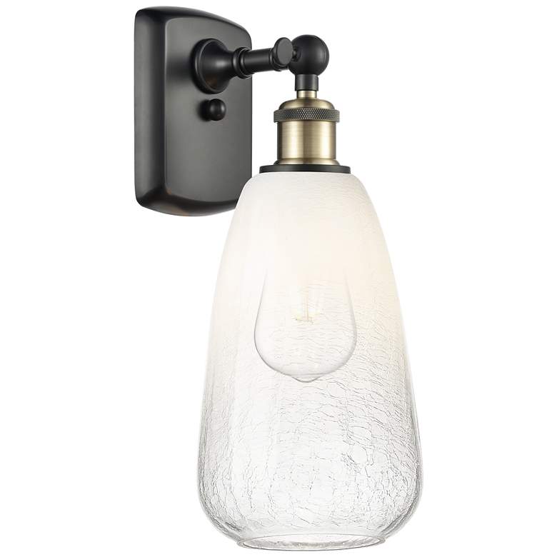 Image 1 Ballston Brookhaven Almond 14"H Black And Brass Sconce With Opal Shade