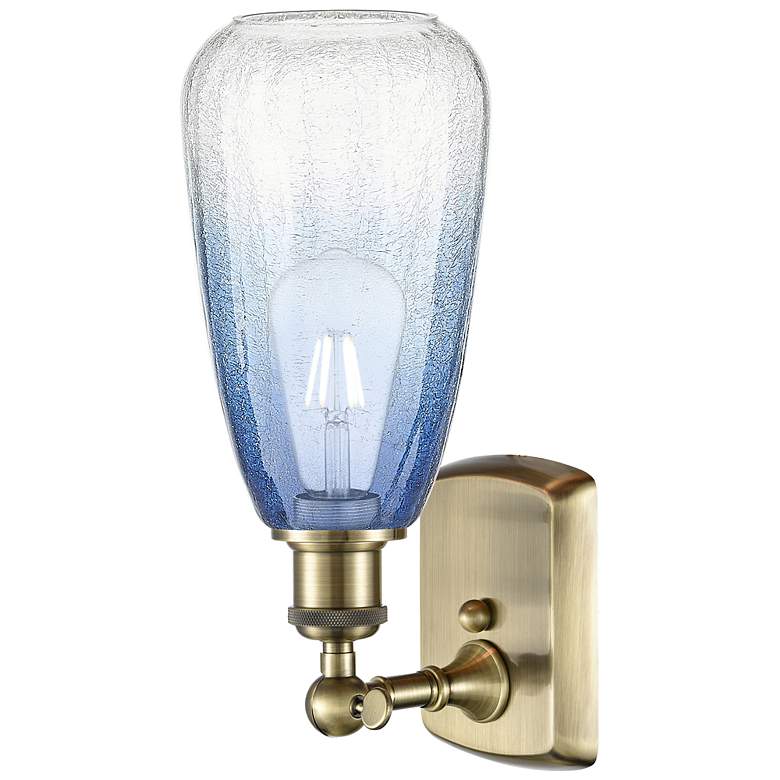 Image 2 Ballston Brookhaven Almond 14"H Brass Sconce With Sapphire Blue Shade more views