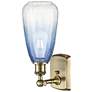 2_Ballston Brookhaven Almond 14"H Brass Sconce With Sapphire Blue Shade more views