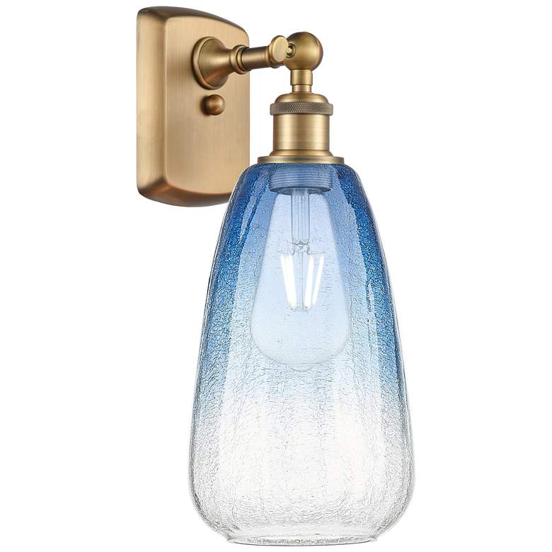 Image 1 Ballston Brookhaven Almond 14"H Brushed Brass Sconce w/ Sapphire Shade