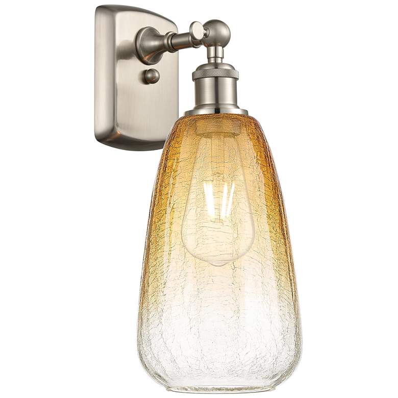 Image 1 Ballston Brookhaven Almond 14"H Brushed Nickel Sconce With Amber Shade