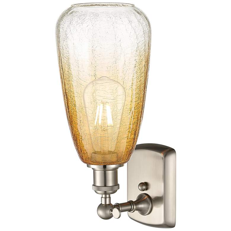 Image 2 Ballston Brookhaven Almond 14"H Brushed Nickel Sconce With Amber Shade more views