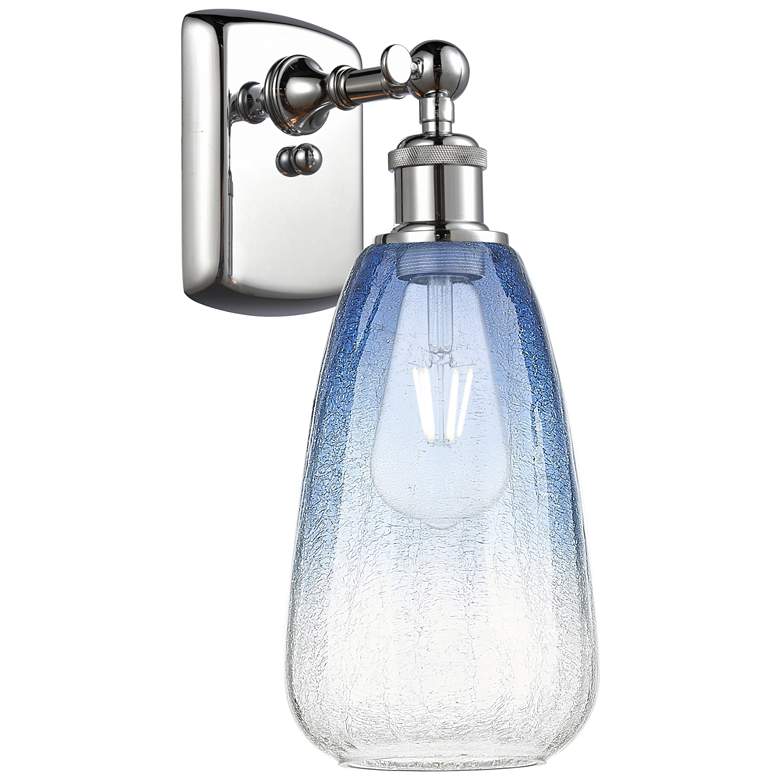 Image 1 Ballston Brookhaven Almond 14"H Chrome Sconce w/ Sapphire Shade