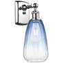 1_Ballston Brookhaven Almond 14"H Chrome Sconce w/ Sapphire Shade