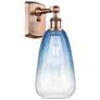 1_Ballston Brookhaven Almond 14"H Copper Sconce With Sapphire Blue Shade