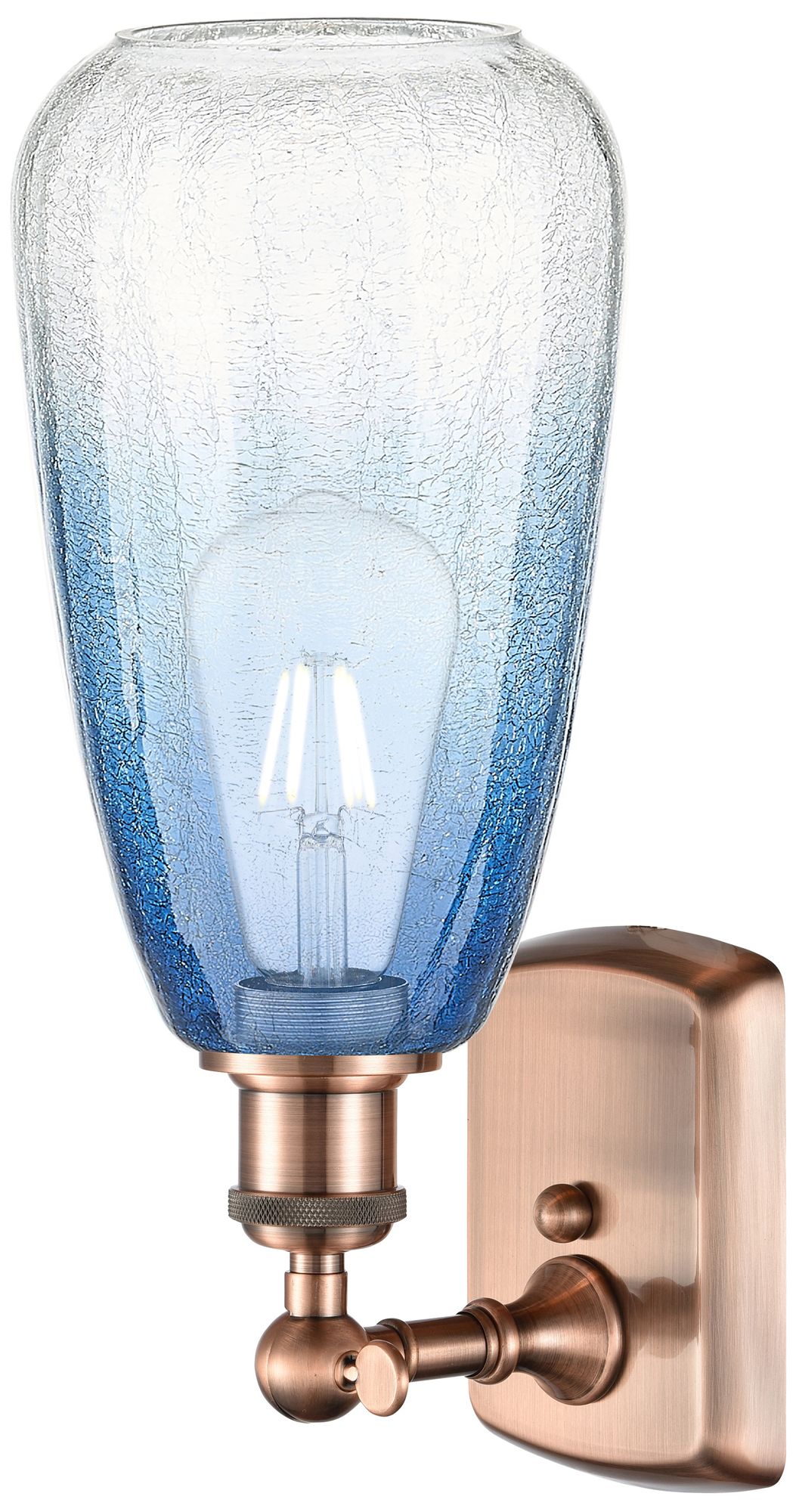 Image 2 Ballston Brookhaven Almond 14"H Copper Sconce With Sapphire Blue Shade more views