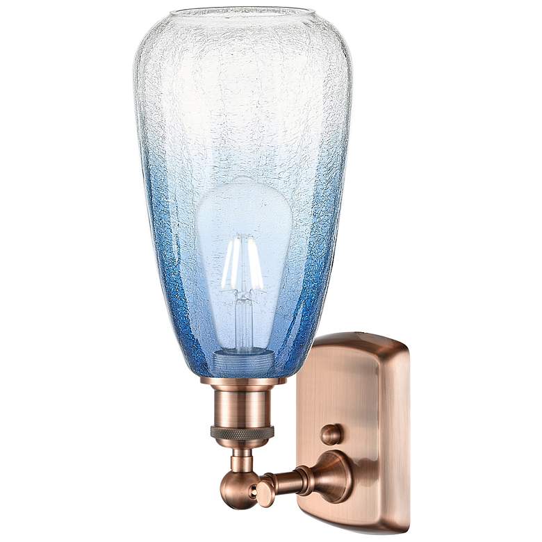 Image 2 Ballston Brookhaven Almond 14"H Copper Sconce With Sapphire Blue Shade more views