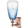2_Ballston Brookhaven Almond 14"H Copper Sconce With Sapphire Blue Shade more views