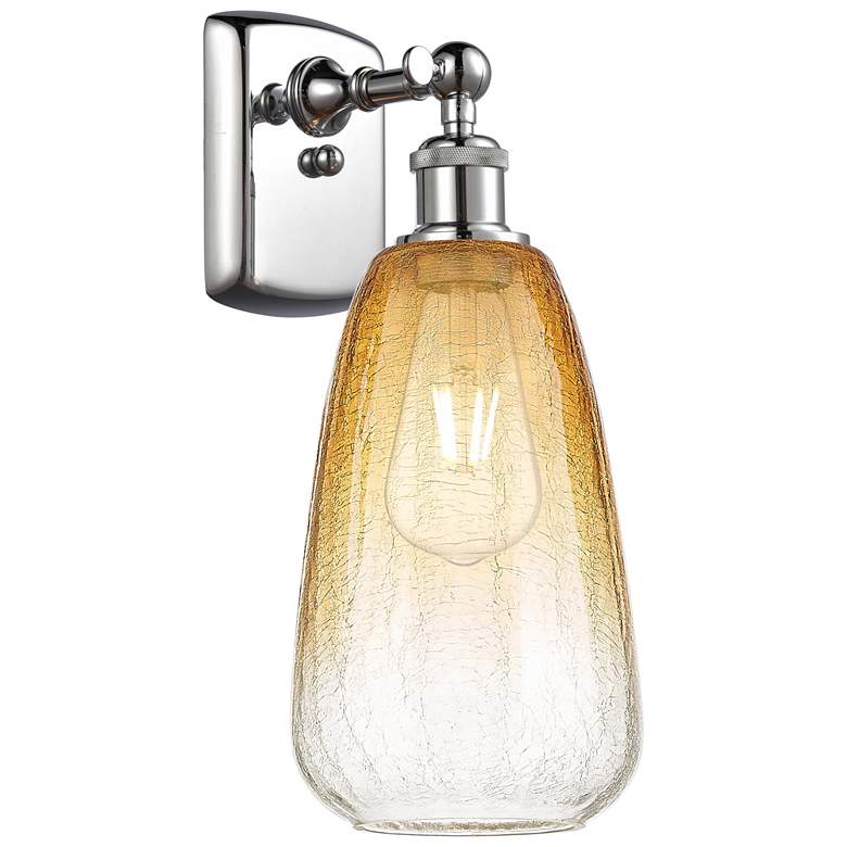 Image 1 Ballston Brookhaven Almond 14"H Polished Chrome Sconce w/ Amber Shade