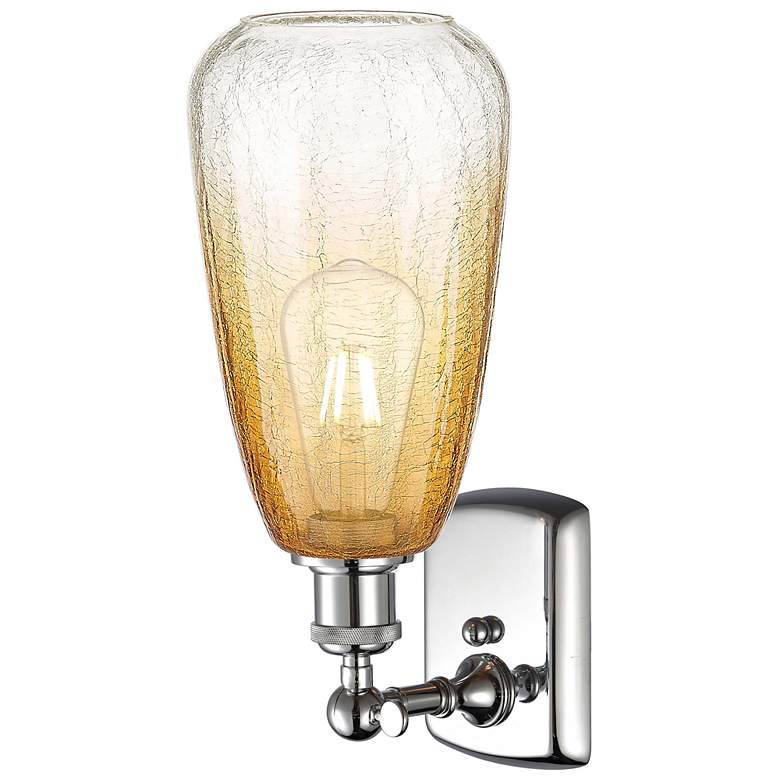 Image 2 Ballston Brookhaven Almond 14"H Polished Chrome Sconce w/ Amber Shade more views