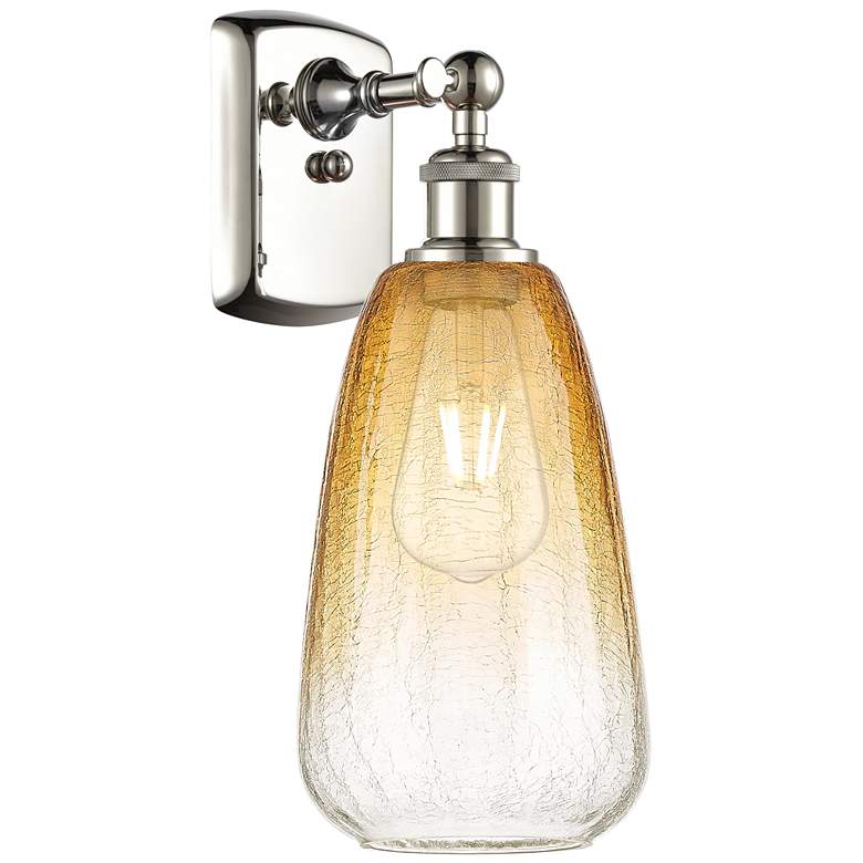 Image 1 Ballston Brookhaven Almond 14"H Polished Nickel Sconce w/ Amber Shade