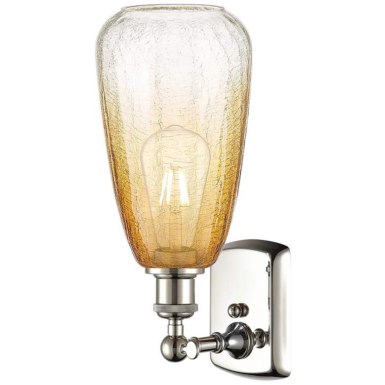 Image 2 Ballston Brookhaven Almond 14"H Polished Nickel Sconce w/ Amber Shade more views