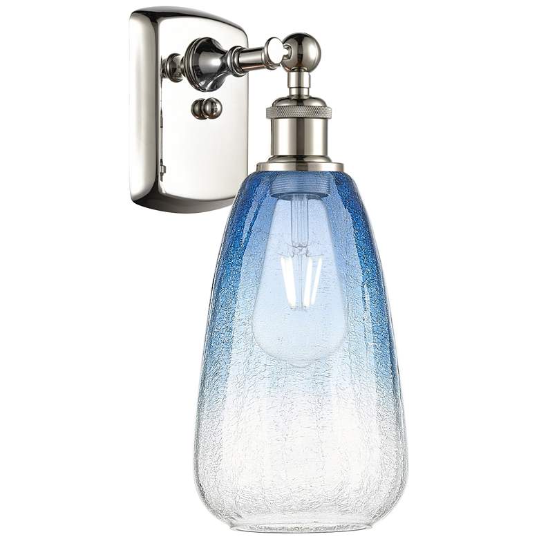 Image 1 Ballston Brookhaven Almond 14"H Polished Nickel Sconce w/ Sapphire Shade