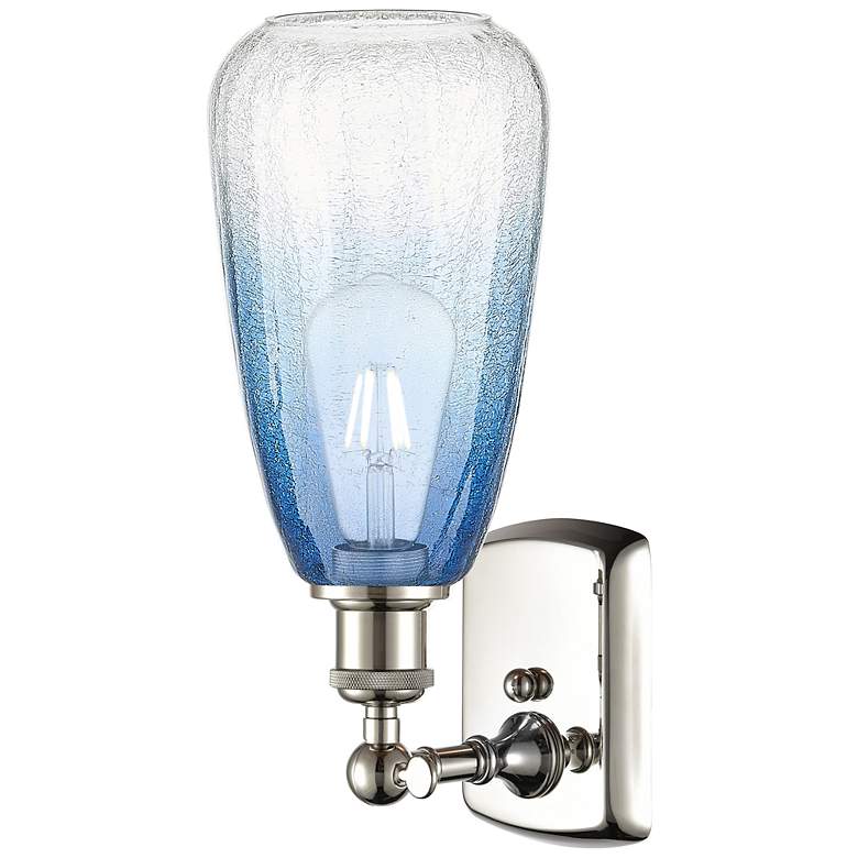 Image 2 Ballston Brookhaven Almond 14"H Polished Nickel Sconce w/ Sapphire Shade more views