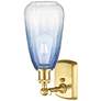 2_Ballston Brookhaven Almond 14"H Satin Gold Sconce With Sapphire Shade more views