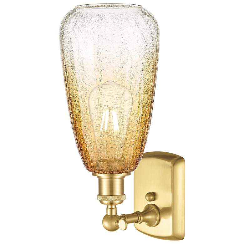 Image 2 Ballston Brookhaven Almond 14" High Satin Gold Sconce With Amber Shade more views