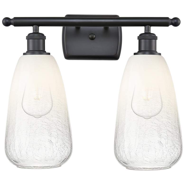 Image 1 Ballston Brookhaven Almond 16"W 2 Light Black Bath Light w/ Opal Shade