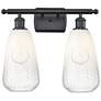 Ballston Brookhaven Almond 16"W 2 Light Black Bath Light w/ Opal Shade