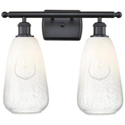 Ballston Brookhaven Almond 16"W 2 Light Black Bath Light w/ Opal Shade