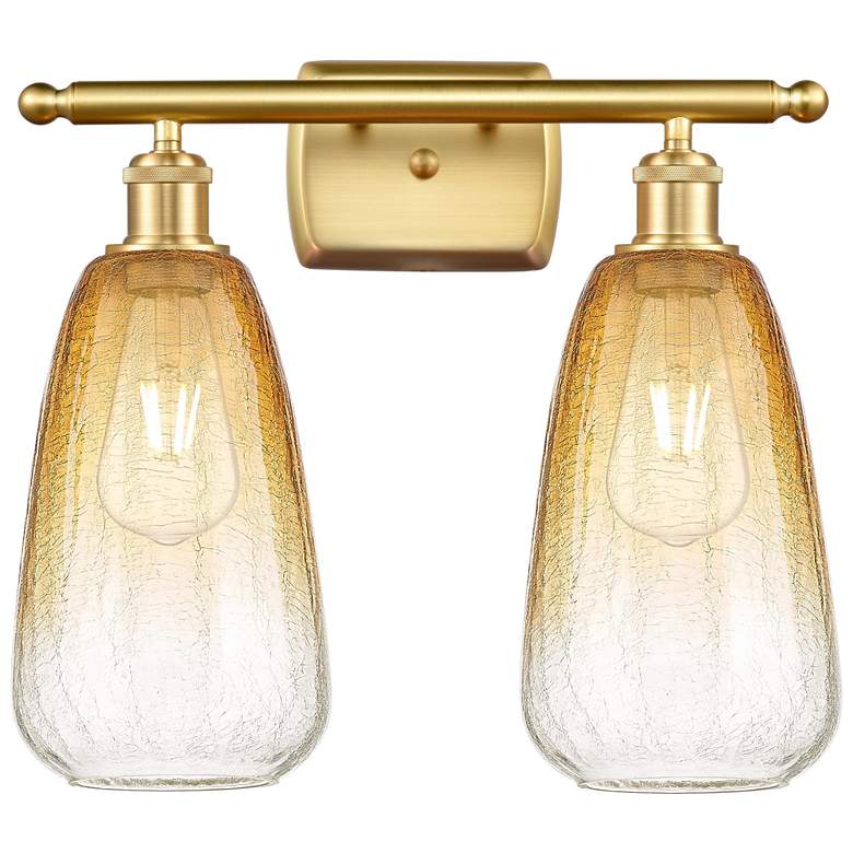 Image 1 Ballston Brookhaven Almond 16"W 2 Light Gold Bath Light w/ Amber Shade