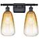Ballston Brookhaven Almond 16"W 2-Lt Black Bath Light w/ Amber Shade
