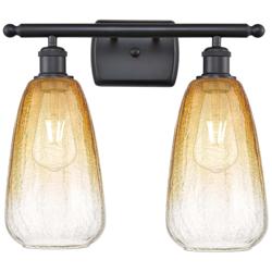 Ballston Brookhaven Almond 16"W 2-Lt Black Bath Light w/ Amber Shade