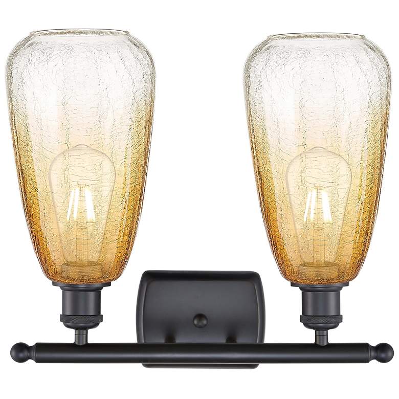 Image 2 Ballston Brookhaven Almond 16"W 2-Lt Black Bath Light w/ Amber Shade more views