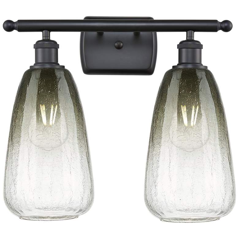 Image 1 Ballston Brookhaven Almond 16"W 2-Lt Black Bath Light w/ Slate Shade