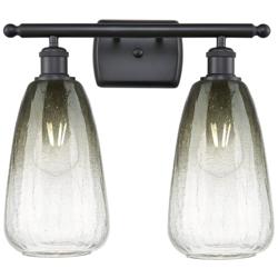 Ballston Brookhaven Almond 16"W 2-Lt Black Bath Light w/ Slate Shade