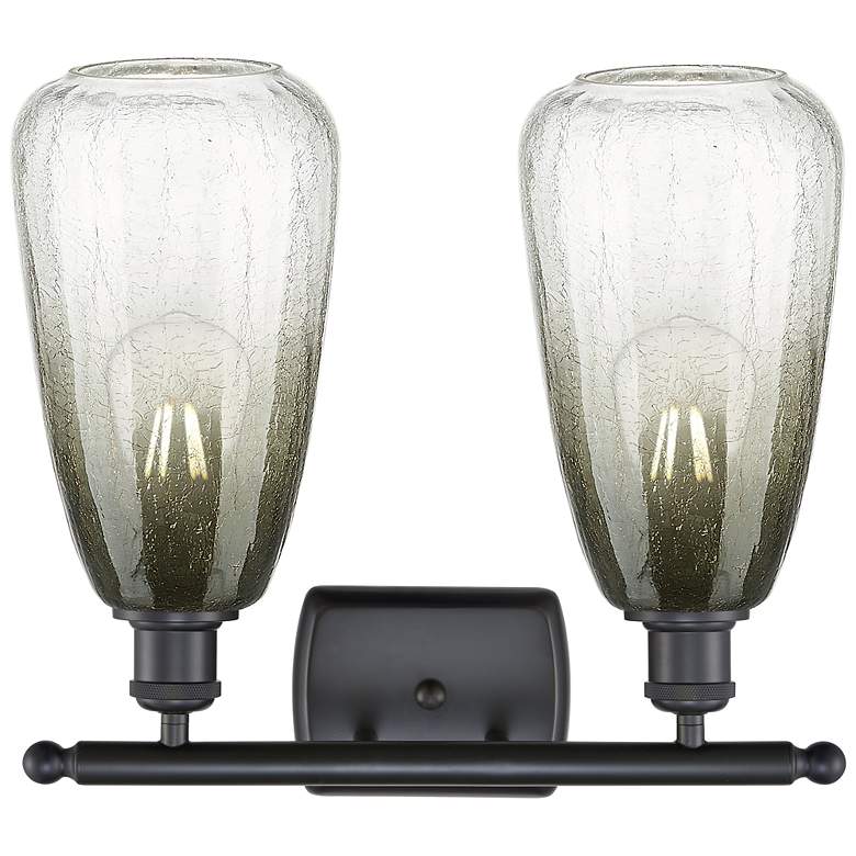 Image 2 Ballston Brookhaven Almond 16"W 2-Lt Black Bath Light w/ Slate Shade more views