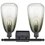 Ballston Brookhaven Almond 16"W 2-Lt Black Bath Light w/ Slate Shade