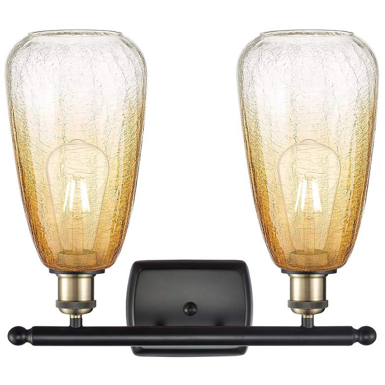 Image 2 Ballston Brookhaven Almond 16"W 2-Lt Black Brass Vanity w/ Amber Shade more views