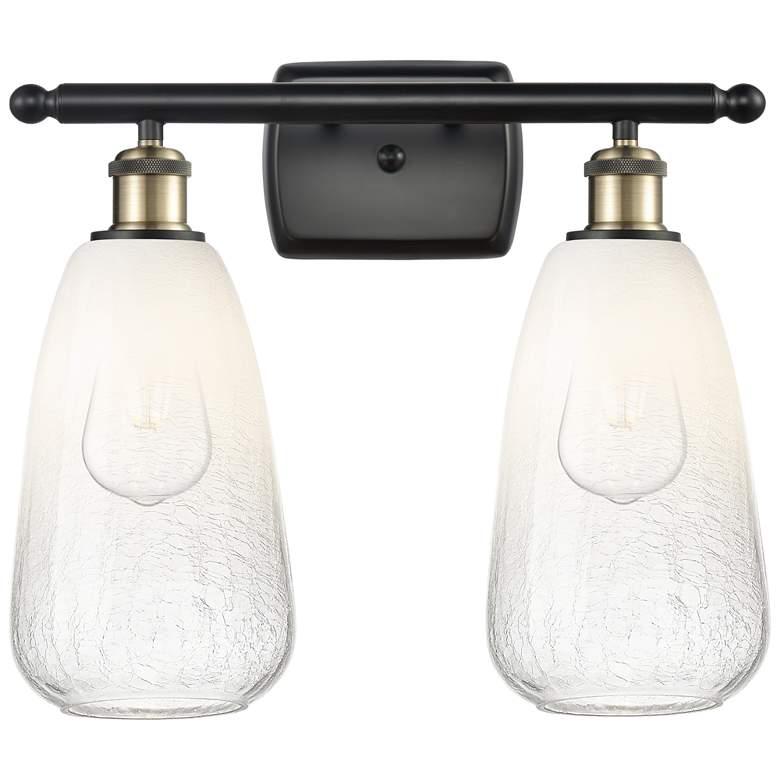 Image 1 Ballston Brookhaven Almond 16"W 2-Lt Black Brass Vanity w/ Opal Shade