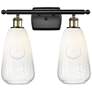 1_Ballston Brookhaven Almond 16"W 2-Lt Black Brass Vanity w/ Opal Shade