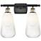Ballston Brookhaven Almond 16"W 2-Lt Black Brass Vanity w/ Opal Shade