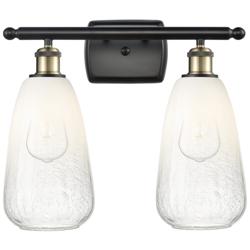 Ballston Brookhaven Almond 16"W 2-Lt Black Brass Vanity w/ Opal Shade