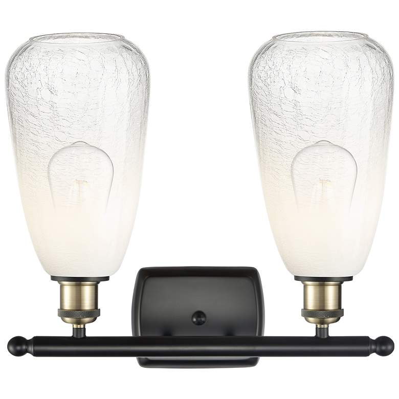 Image 2 Ballston Brookhaven Almond 16"W 2-Lt Black Brass Vanity w/ Opal Shade more views