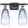 1_Ballston Brookhaven Almond 16"W 2-Lt Black Brass Vanity w/ Sapphire Shade