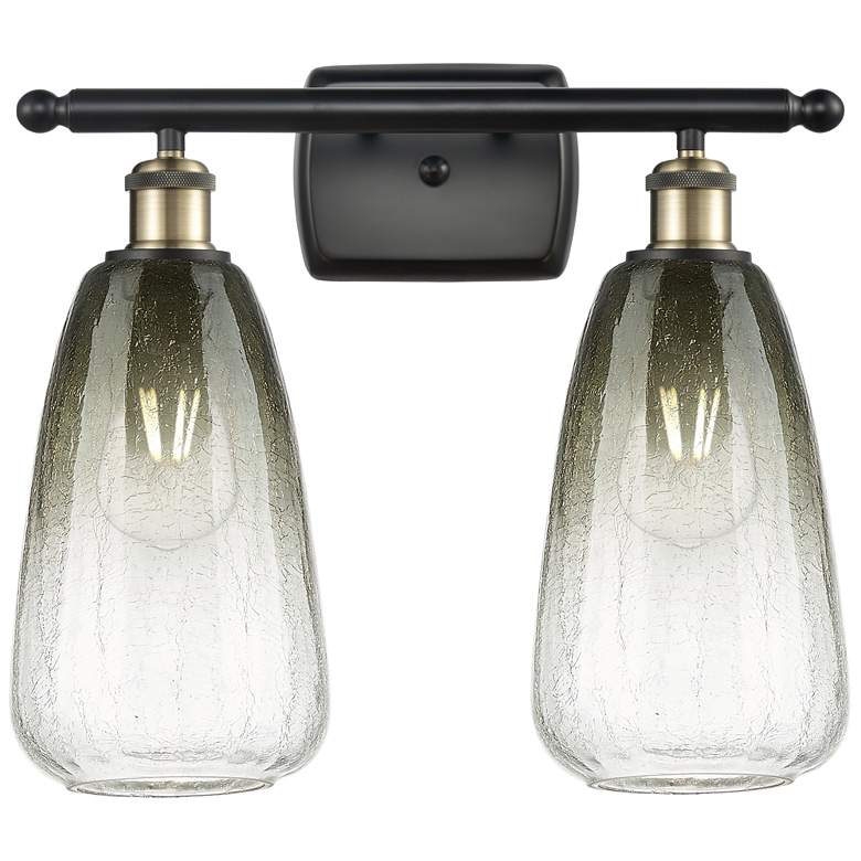 Image 1 Ballston Brookhaven Almond 16"W 2-Lt Black Brass Vanity w/ Slate Shade