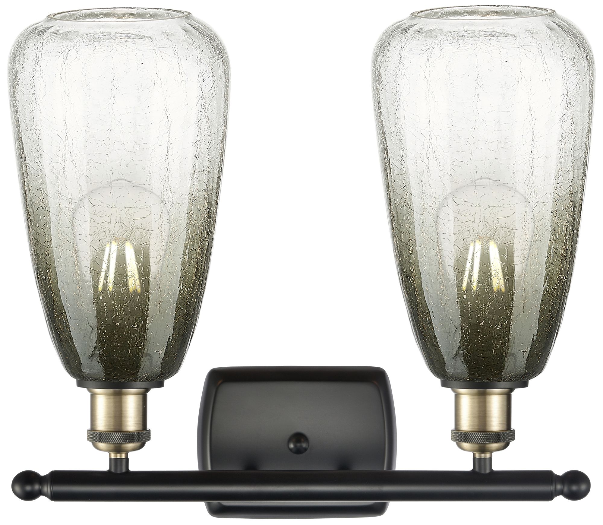 Image 2 Ballston Brookhaven Almond 16"W 2-Lt Black Brass Vanity w/ Slate Shade more views