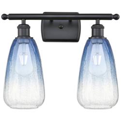 Ballston Brookhaven Almond 16"W 2-Lt Black Vanity w/ Sapphire Shade