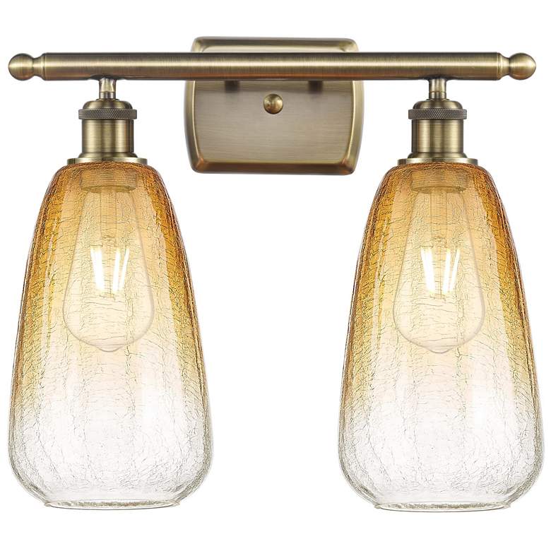 Image 1 Ballston Brookhaven Almond 16"W 2-Lt Brass Bath Light w/ Amber Shade